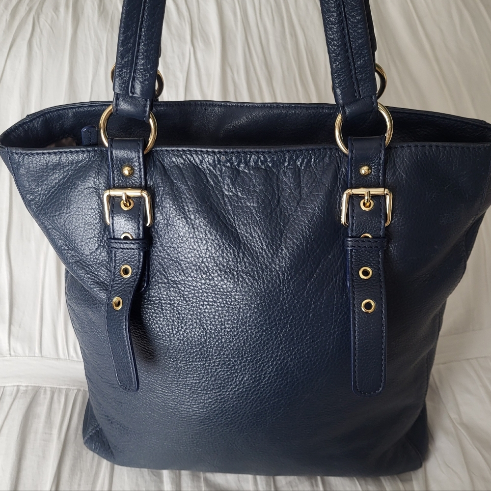 Michael Kors Tristan Large Blue Pebbled Leather Oversized Tote Bag